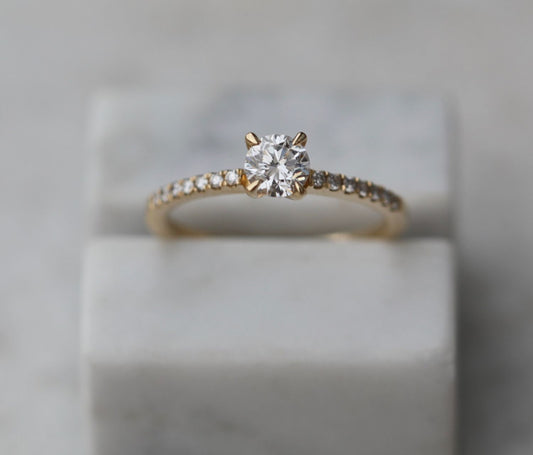 0.50 CT Round Lab-Grown Diamond Pave Gold Engagement Ring