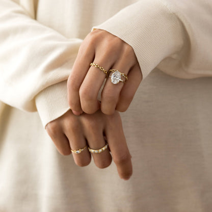Pave Style-Oval Lab Grown Diamond Engagement Ring