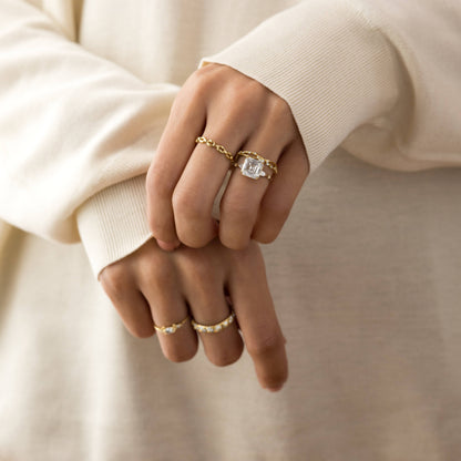 Dainty-Asscher Lab Grown Diamond Engagement Ring