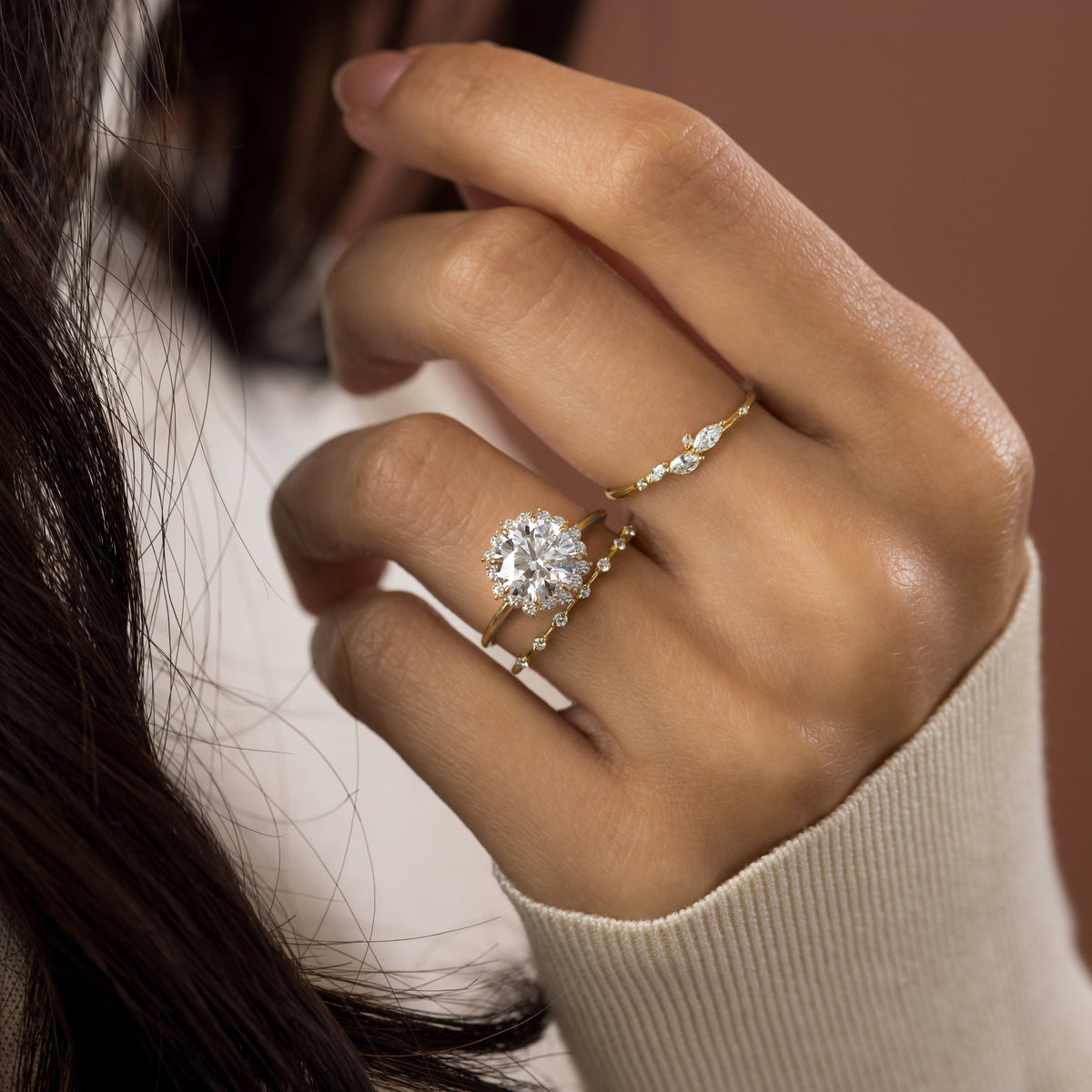 Halo-Round Lab Grown Diamond Engagement Ring