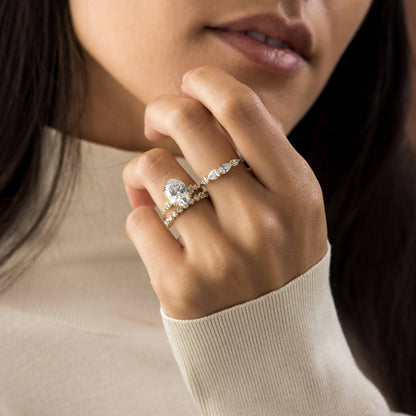 Cluster & Double Prong-Oval Lab Grown Diamond Engagement Ring