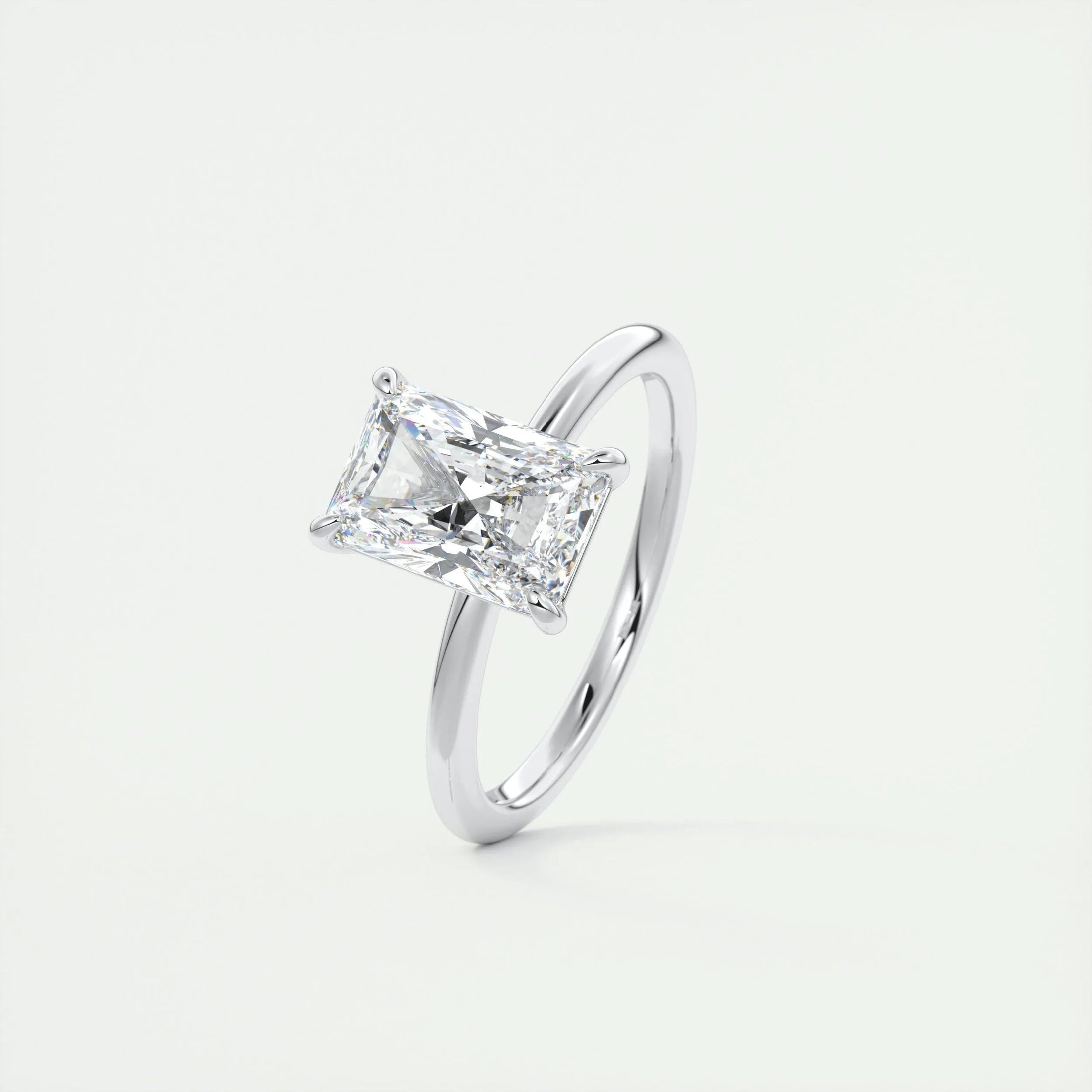 2.0 CT Radiant Cut Lab Grown Diamond Solitaire Engagement Ring