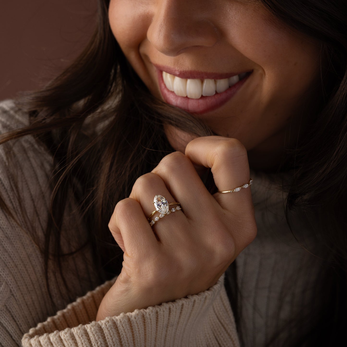 Criss Cross Dainty Pave-Oval Lab Grown Diamond Engagement Ring