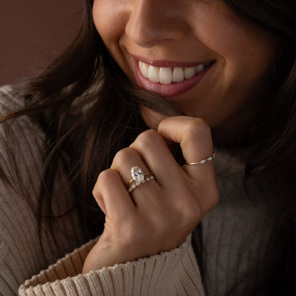 Criss Cross Dainty Pave-Oval Lab Grown Diamond Engagement Ring