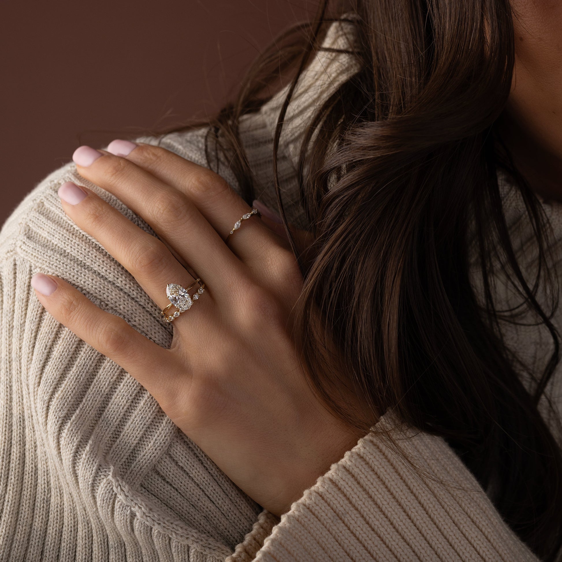 Criss Cross Dainty Pave-Oval Lab Grown Diamond Engagement Ring