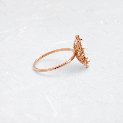 Graduated Halo-Oval Lab Grown Diamond Engagement Ring