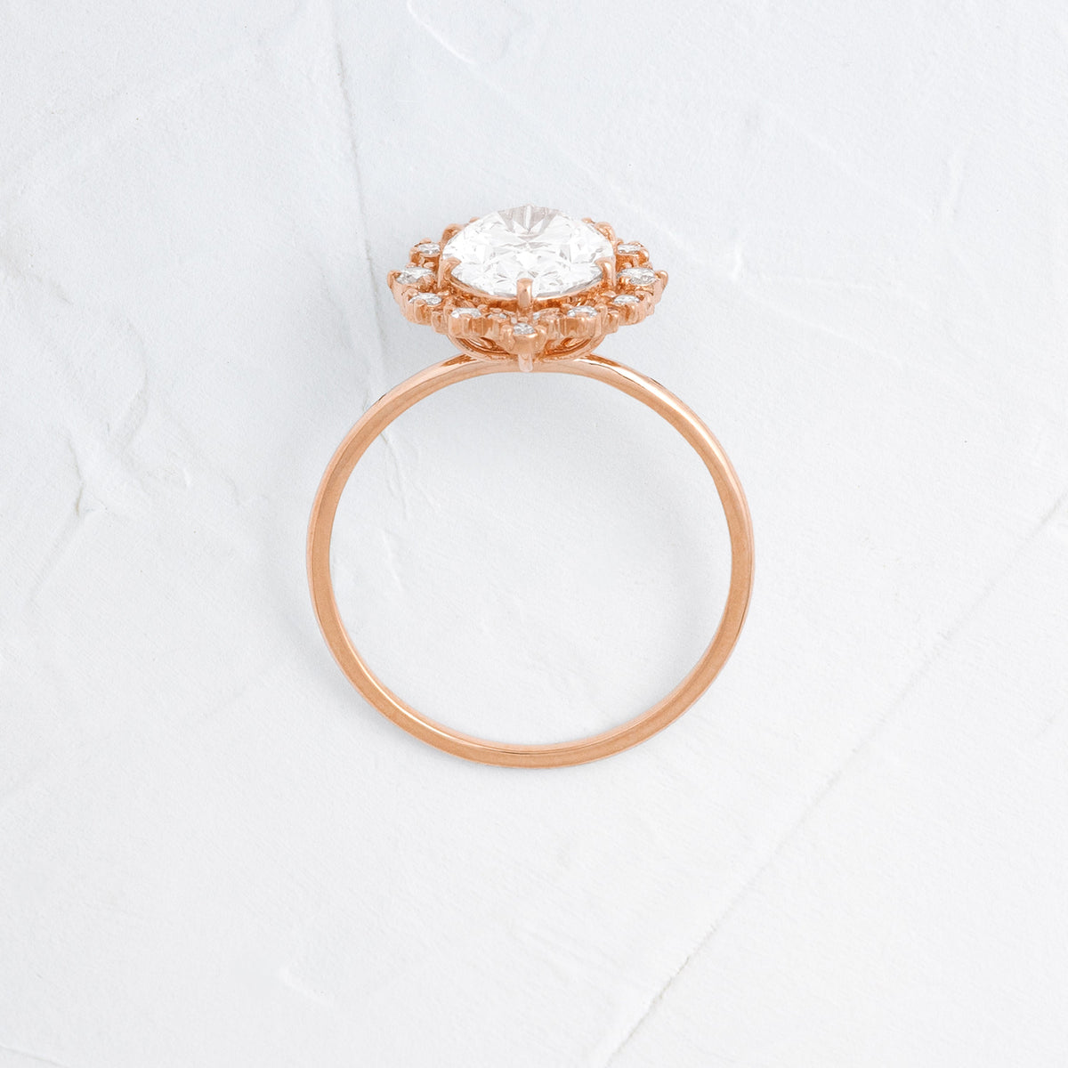 Graduated Halo-Oval Lab Grown Diamond Engagement Ring