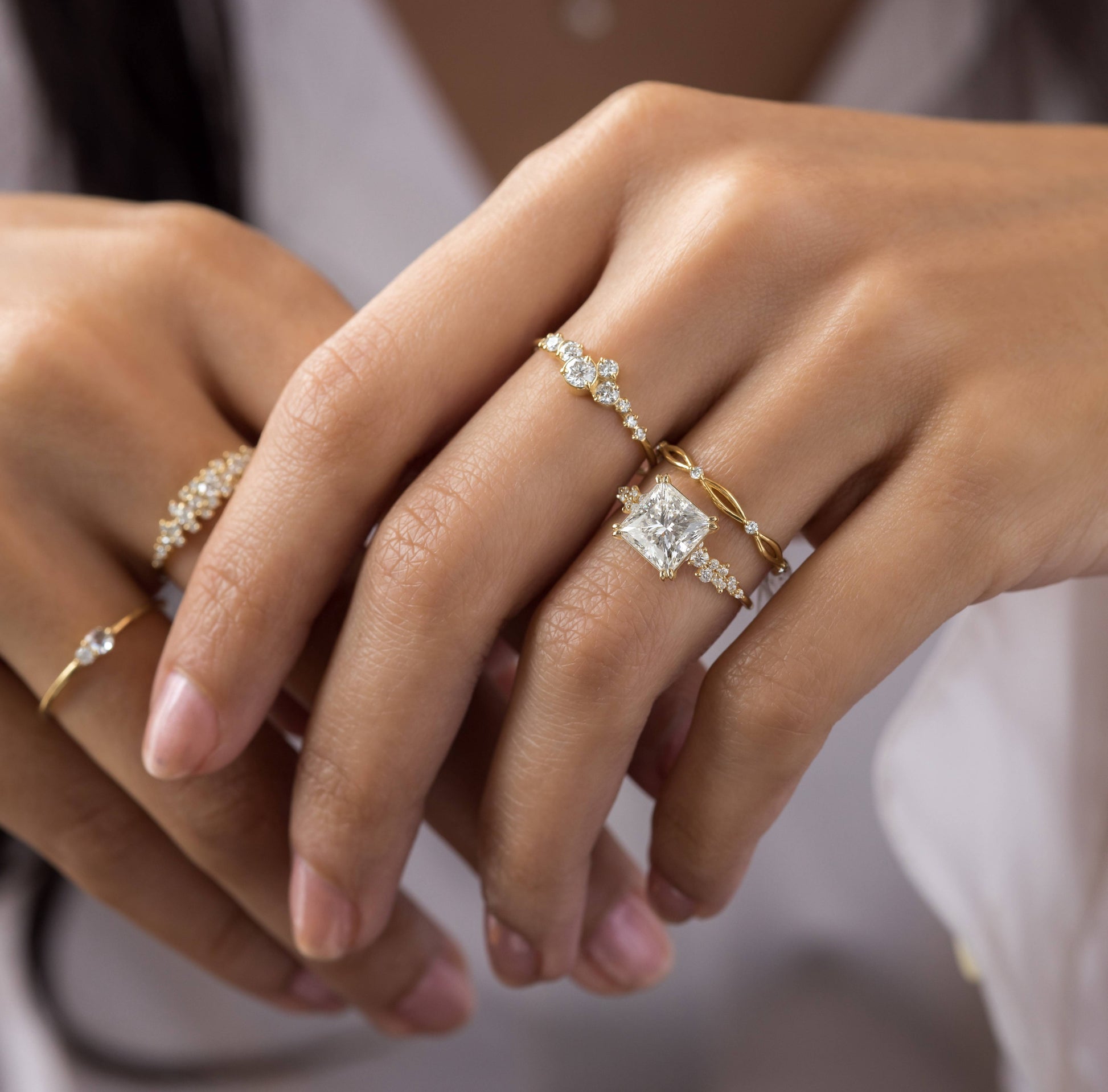 Cluster & Double Prong-Princess Lab Grown Diamond Engagement Ring
