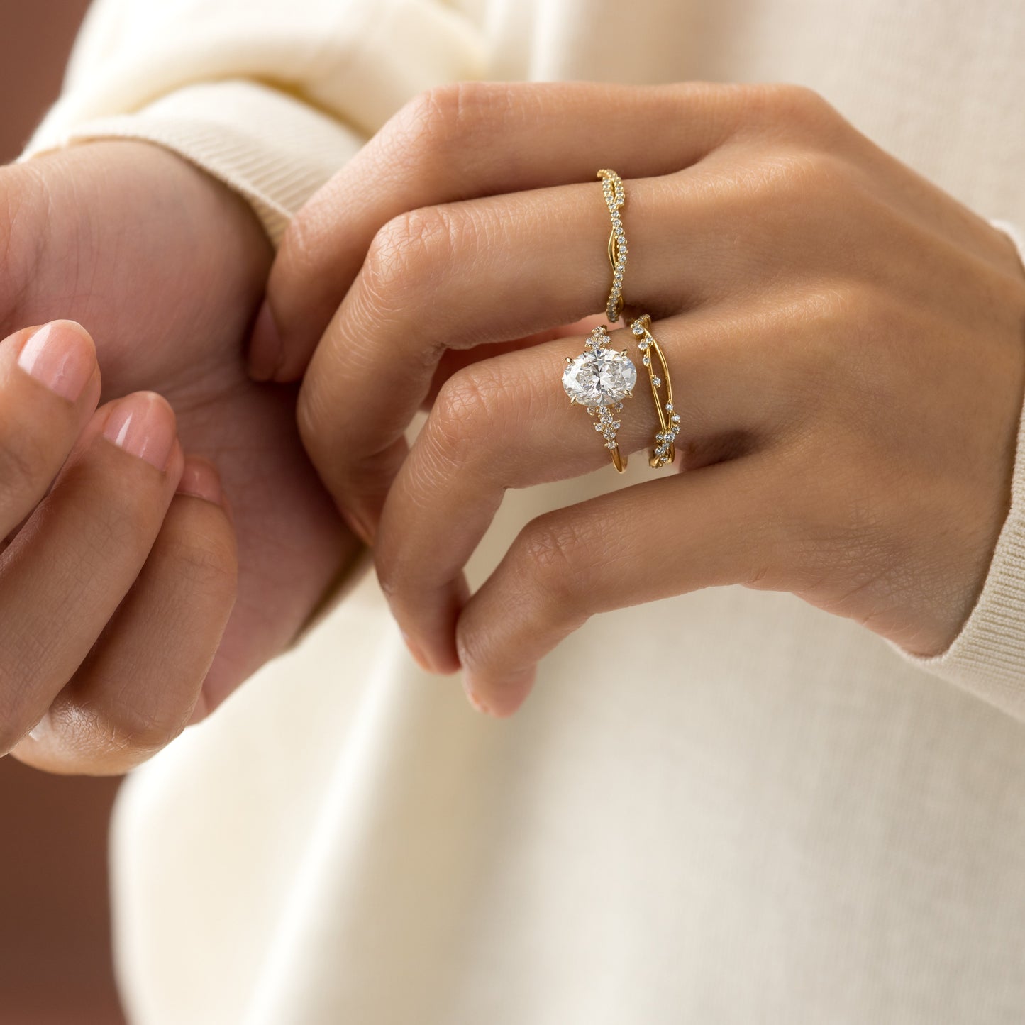 Cluster Style-Oval Lab Grown Diamond Engagement Ring
