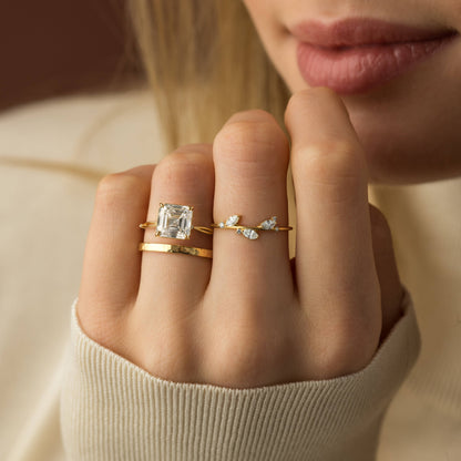 Criss Cross-Asscher Lab Grown Diamond Engagement Ring