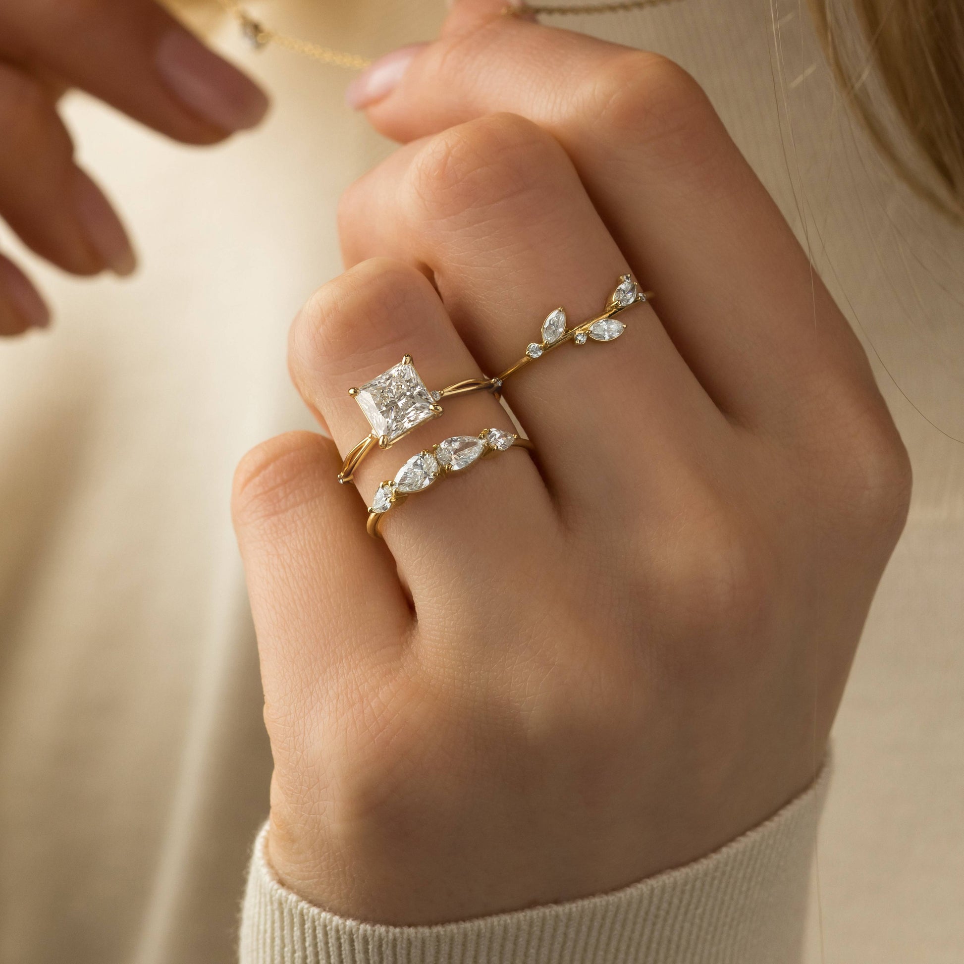 Criss Cross-Princess Lab Grown Diamond Engagement Ring