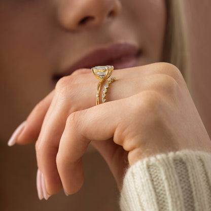 Criss Cross-Asscher Lab Grown Diamond Engagement Ring