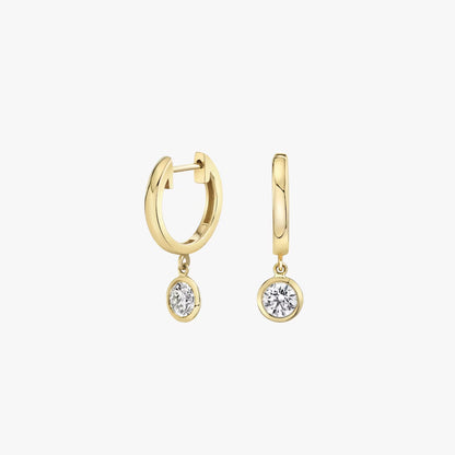 Solitaire Bezel- 0.10 CT Round Moissanite Hoop Earrings