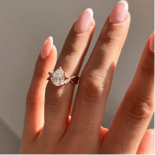 Cluster-Pear Lab Grown Diamond Engagement Ring