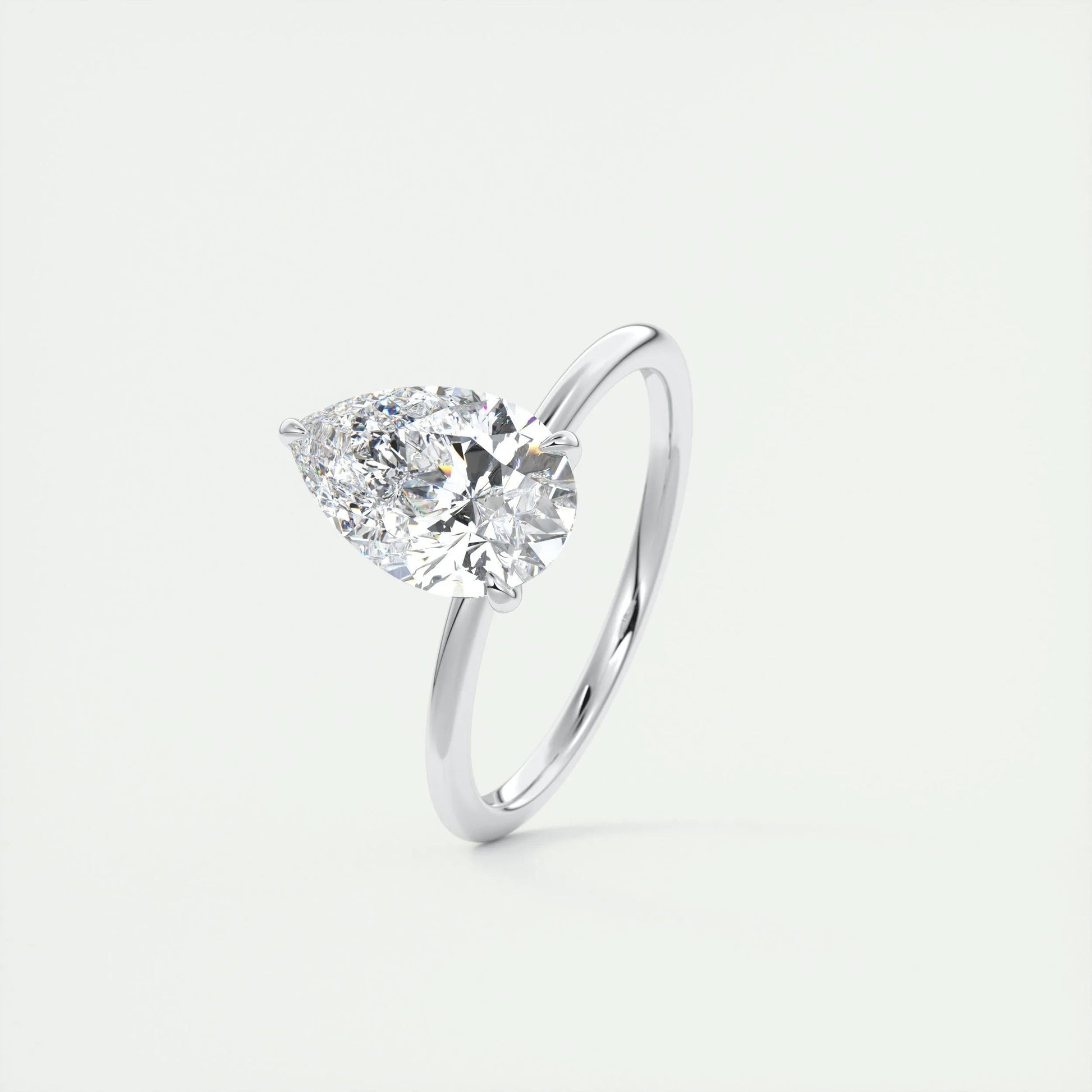 2.0 CT Pear-Shaped Lab Grown Diamond Solitaire Engagement Ring 4