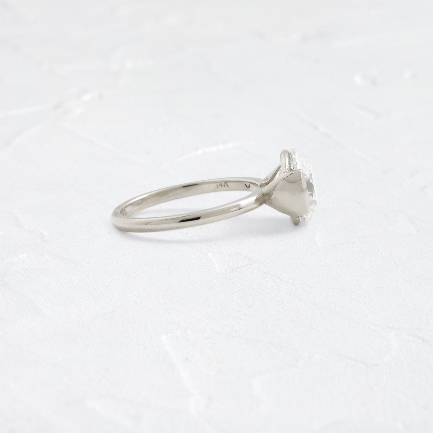 Solitaire Half Bezel-Round Lab Grown Diamond Engagement Ring