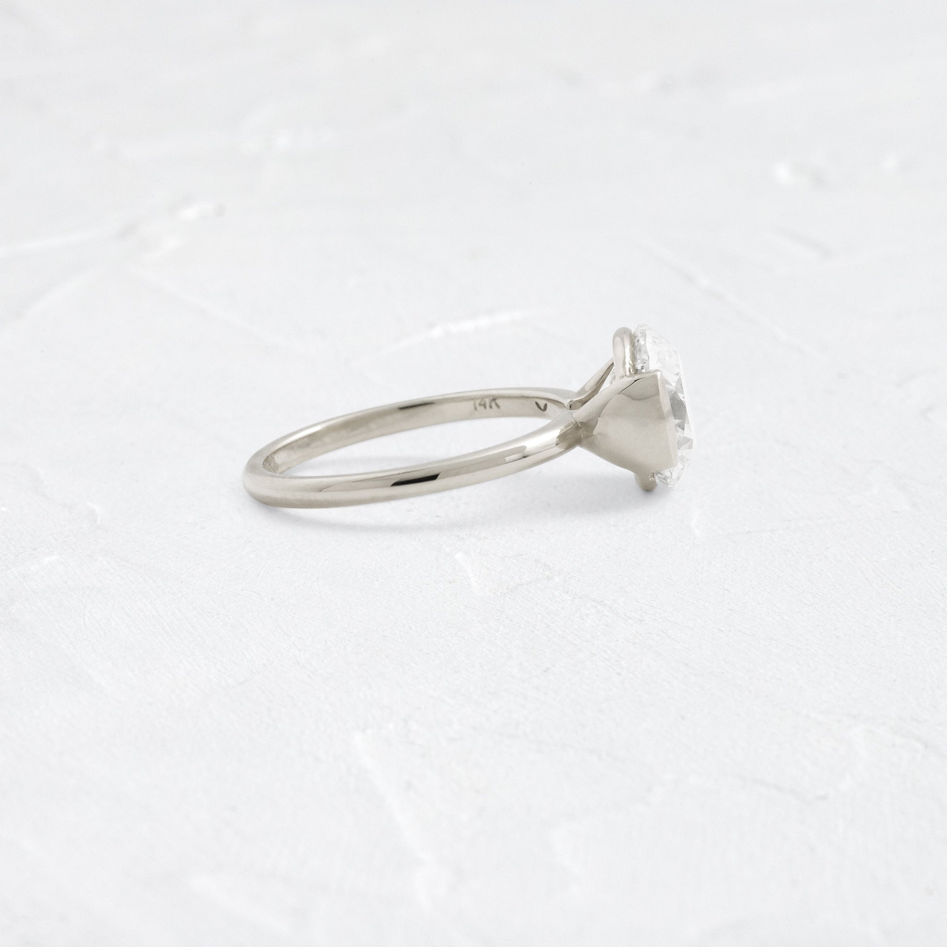 Solitaire Half Bezel-Round Lab Grown Diamond Engagement Ring