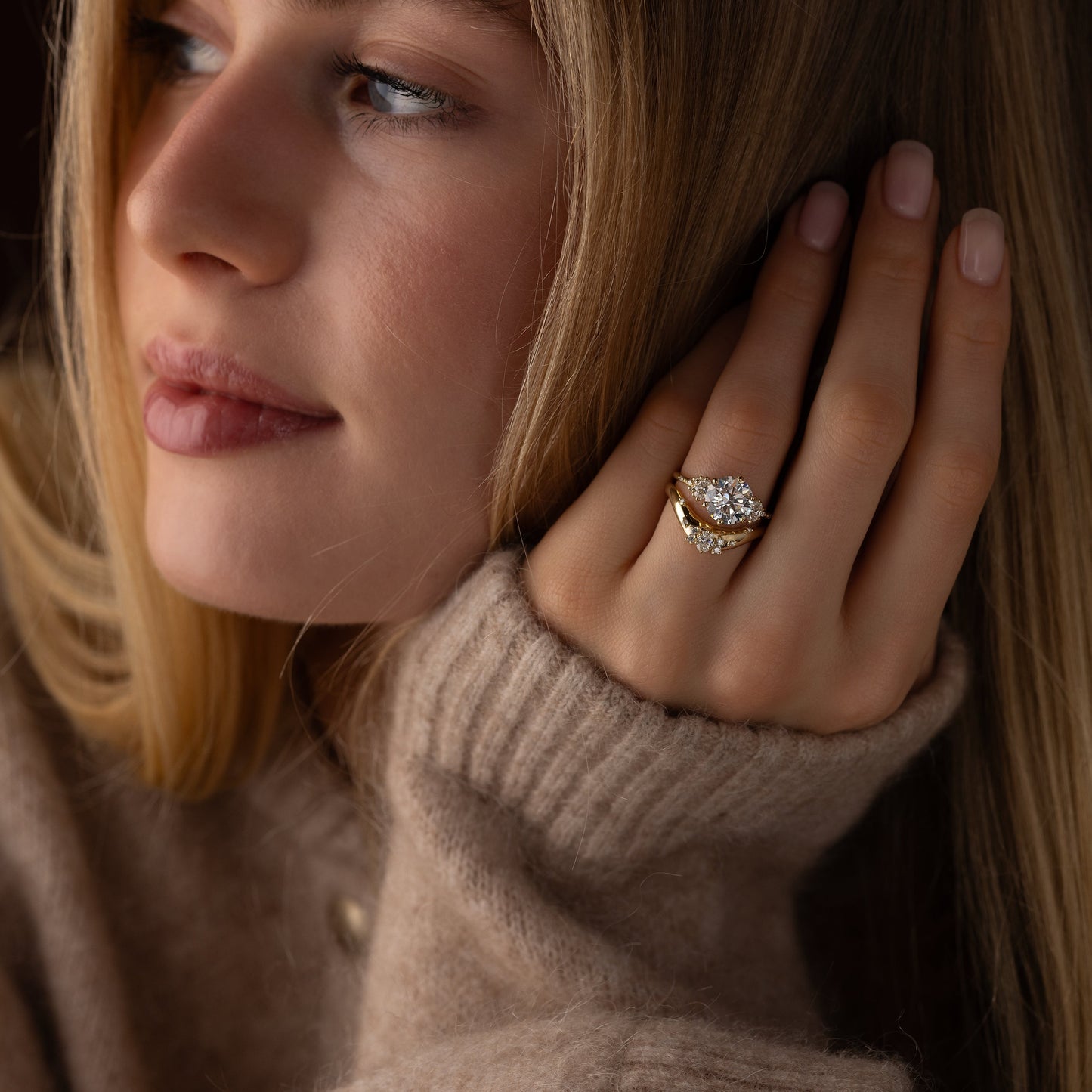Cluster-Round Lab Grown Diamond Engagement Ring