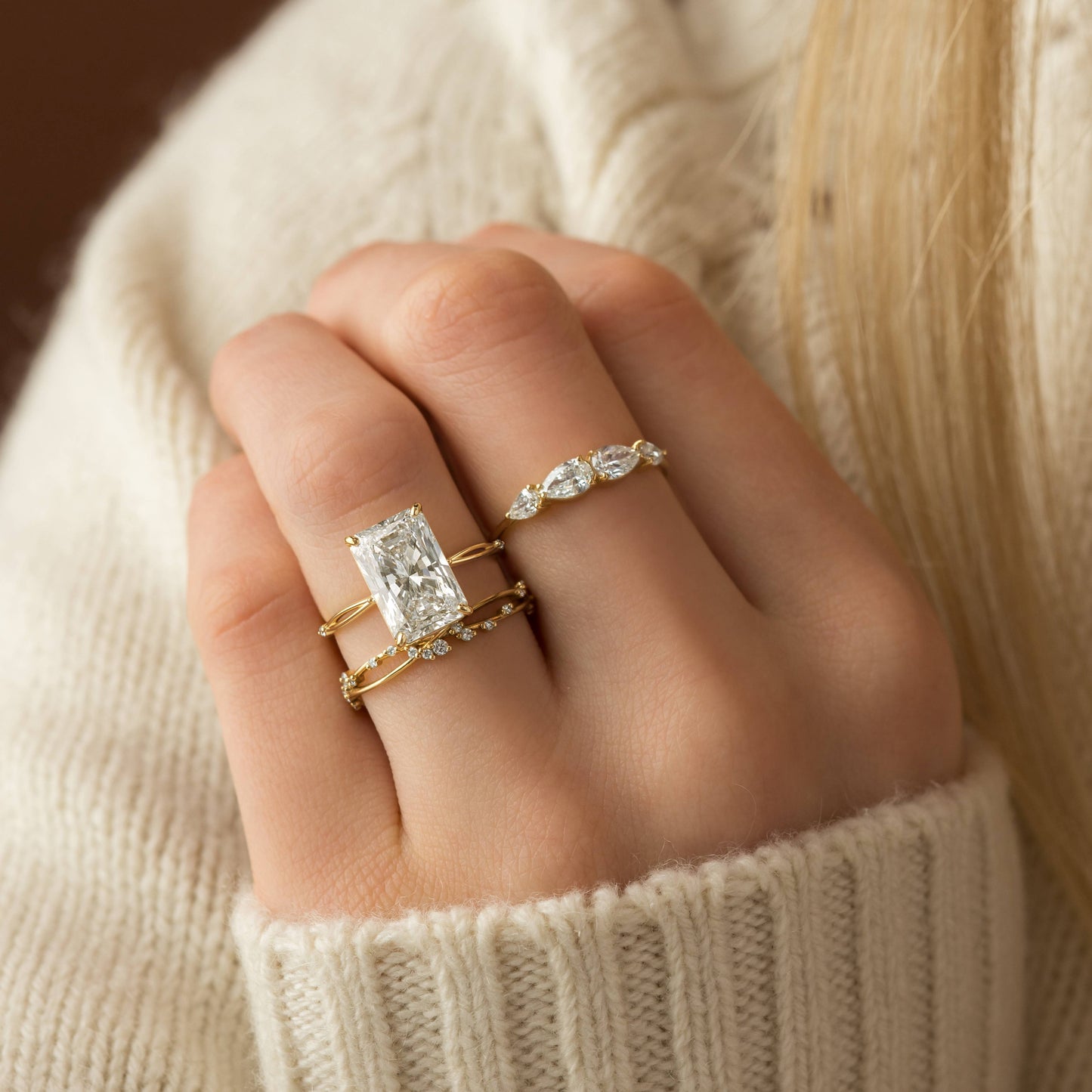 Criss Cross-Radiant Lab Grown Diamond Engagement Ring