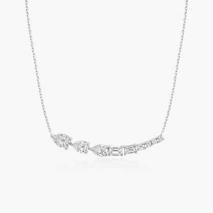 Cluster- 2.71 CT Round & Pear & Emerald Moissanite Necklace