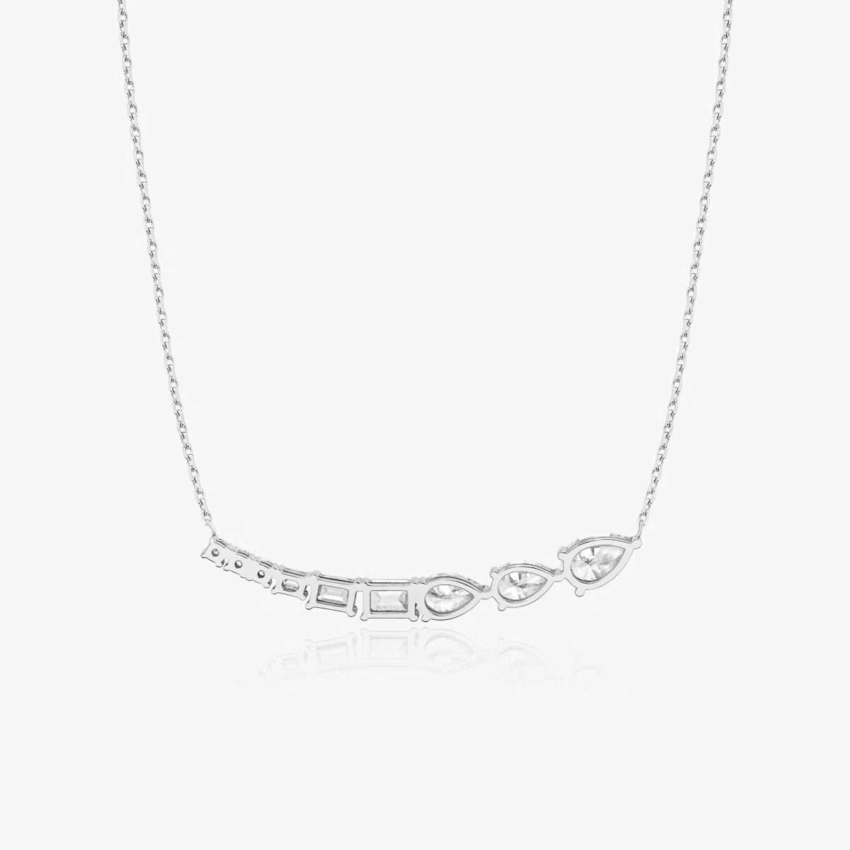 Cluster- 2.71 CT Round & Pear & Emerald Moissanite Necklace