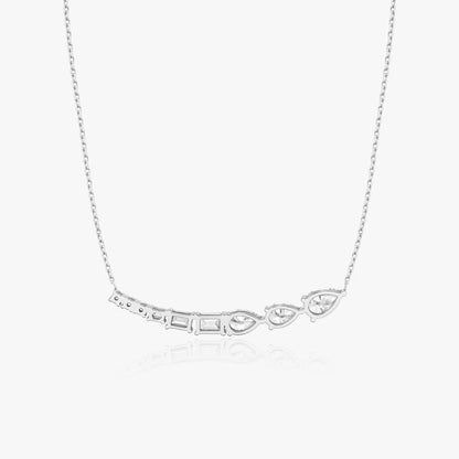 Cluster- 2.71 CT Round & Pear & Emerald Moissanite Necklace