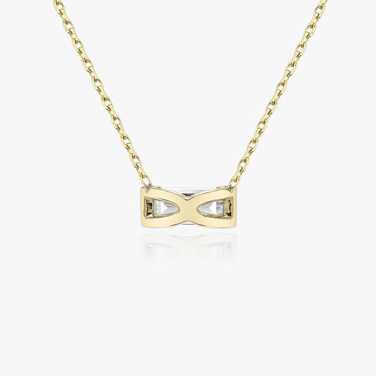 East West Solitaire Half Bezel- 0.25 CT Baguette Moissanite Necklace