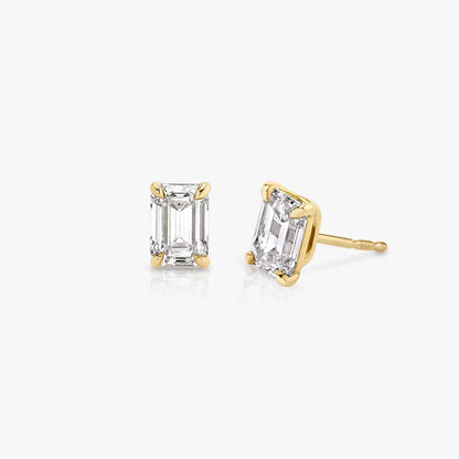 Solitaire- 0.50 CT Emerald Moissanite Stud Earrings