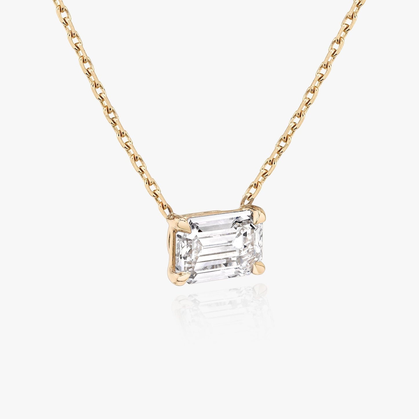1.0 CT Emerald Cut Lab-Grown Diamond Necklace in Gold 2