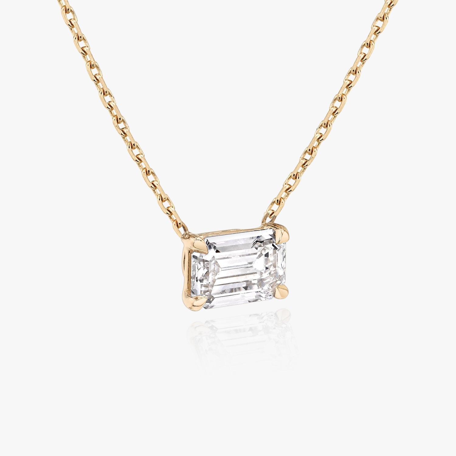 1.0 CT Emerald Cut Lab-Grown Diamond Necklace in Gold