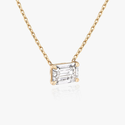 1.0 CT Emerald Cut Lab-Grown Diamond Necklace in Gold