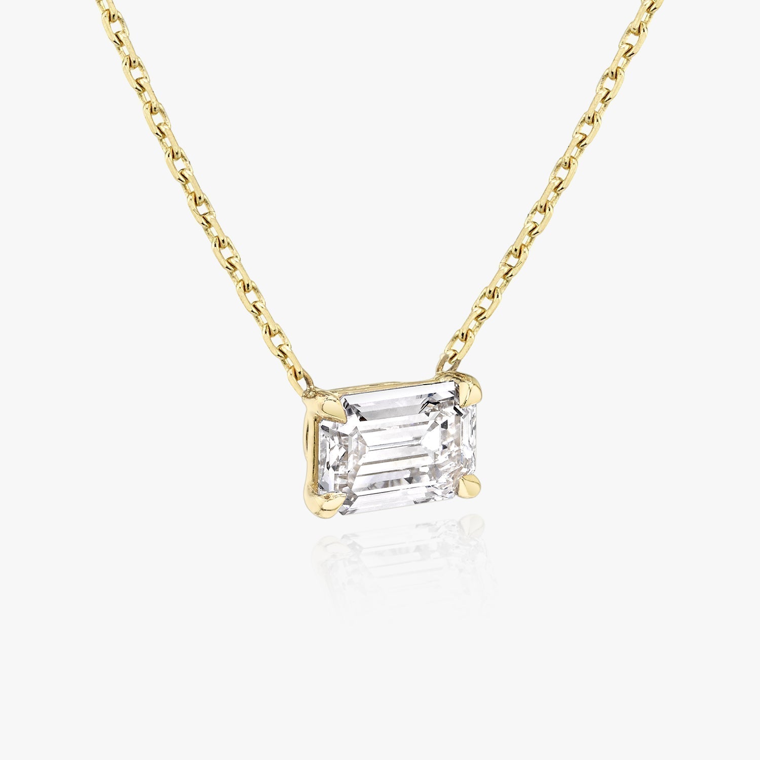 1.0 CT Emerald Cut Lab-Grown Diamond Necklace in Gold 1