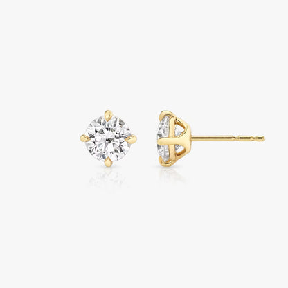 Solitaire Compass Prong- 0.5 CT Round Moissanite Stud Earrings