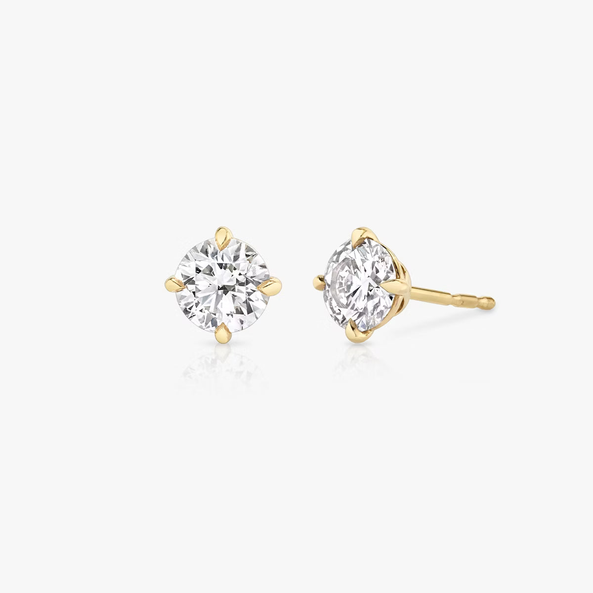 Solitaire Compass Prong- 0.5 CT Round Moissanite Stud Earrings