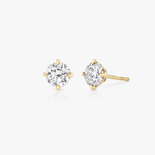 Solitaire Compass Prong- 0.5 CT Round Moissanite Stud Earrings