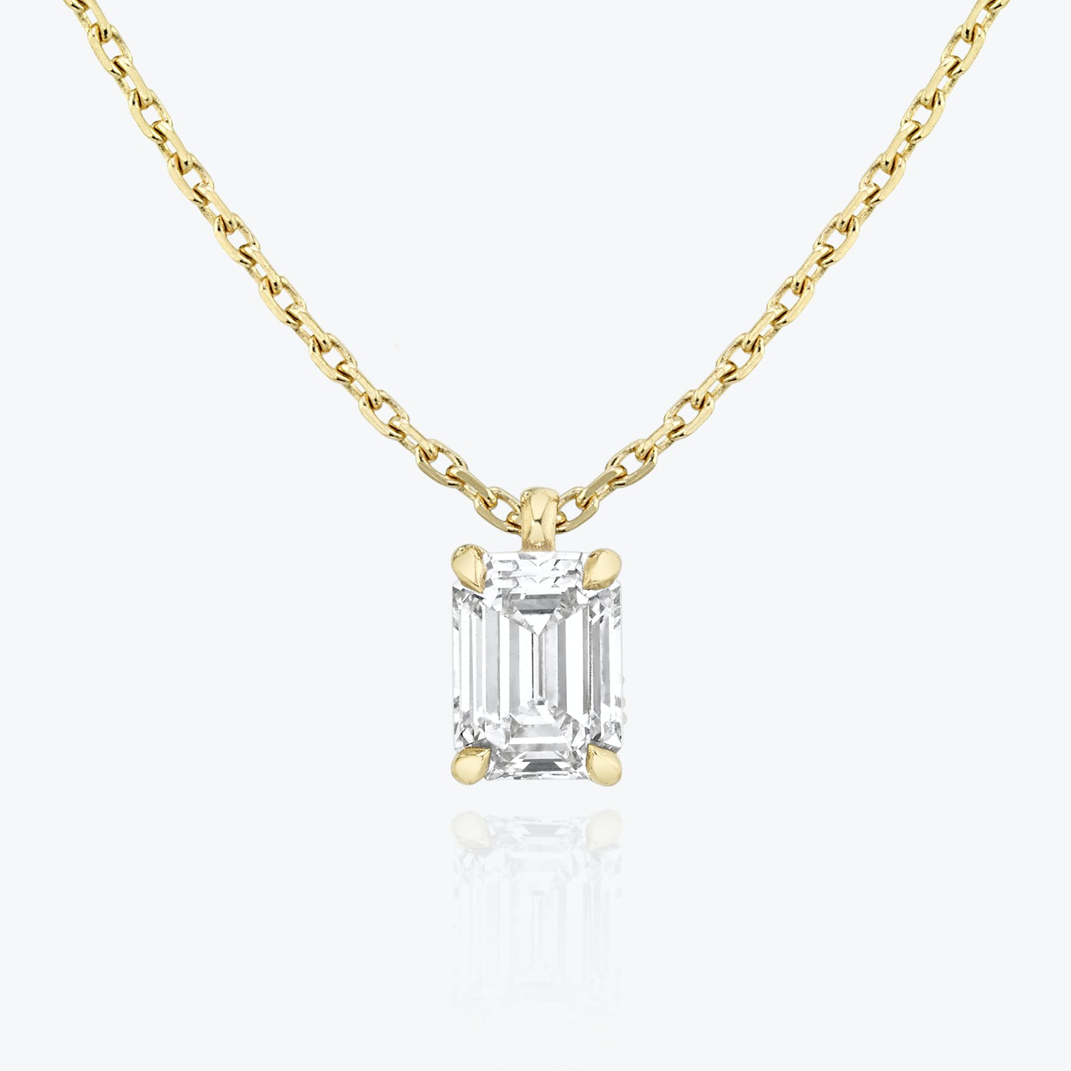 1.0 CT Emerald Cut Lab-Grown Diamond Pendant Necklace