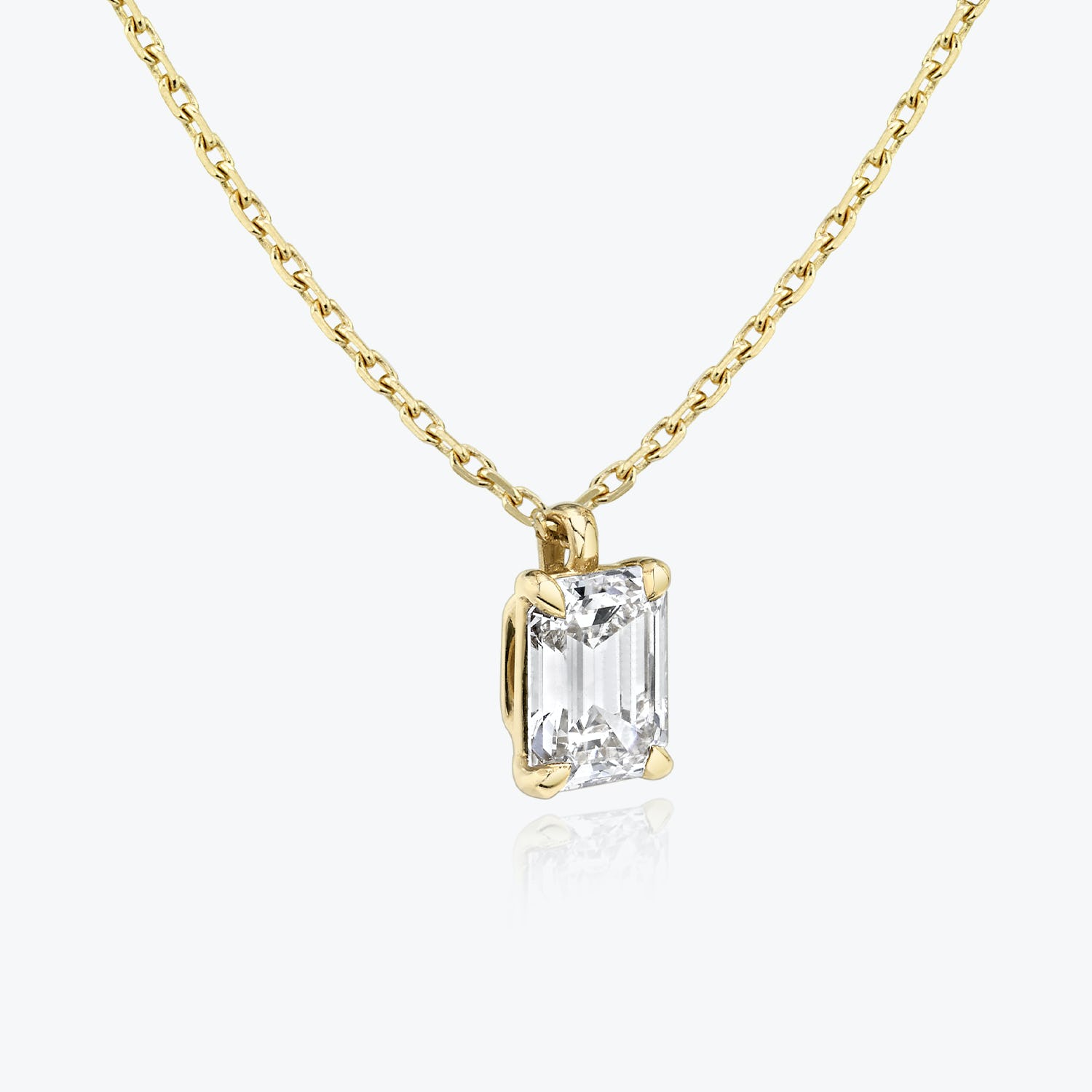 1.0 CT Emerald Cut Lab-Grown Diamond Pendant Necklace