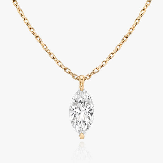 1.0 CT Marquise Lab-Grown Diamond Solitaire Necklace in Gold