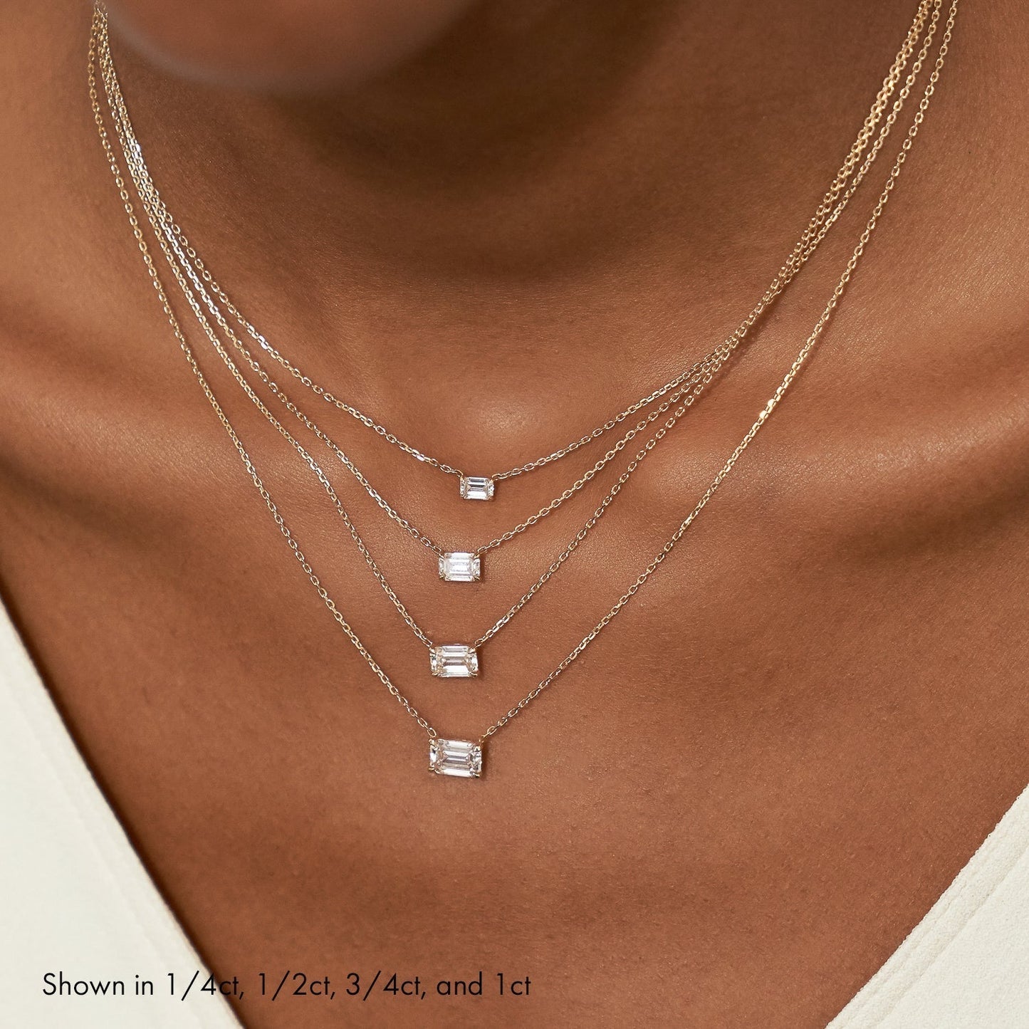 1.0 CT Emerald Cut Lab-Grown Diamond Necklace in Gold 7