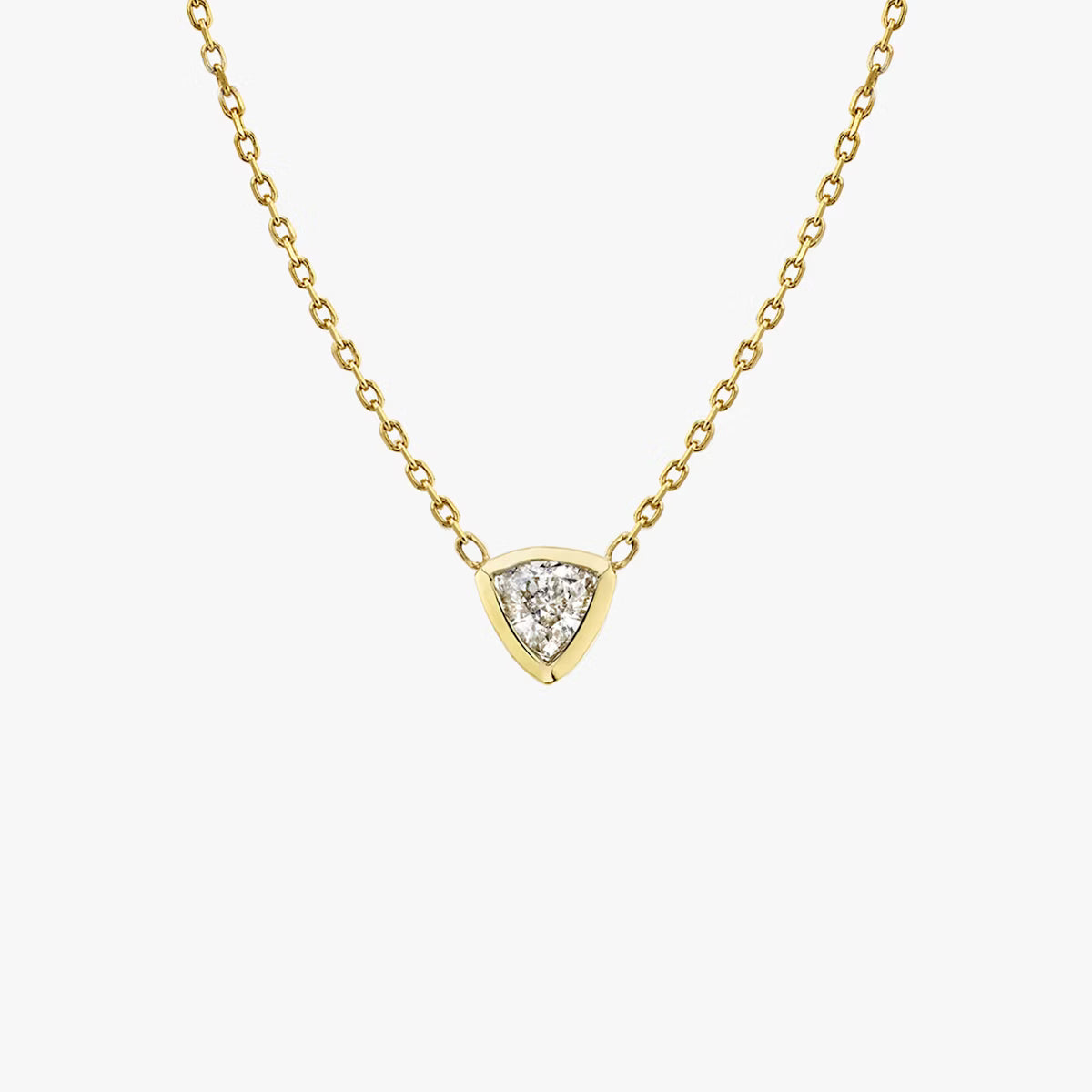 Solitaire Bezel- 0.10 CT Trillion Moissanite Necklace