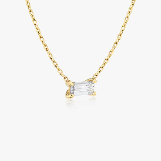 East West Solitaire- 0.25 CT Baguette Moissanite Necklace