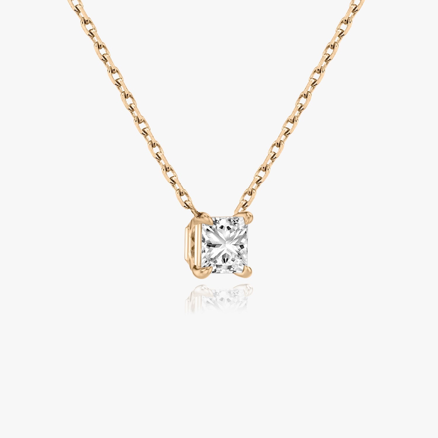 Radiant Elegance: 1.0 CT Princess Lab-Grown Diamond Solitaire Necklace