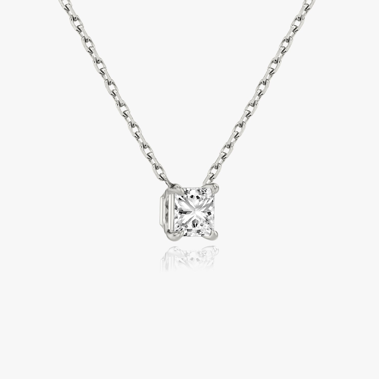 Radiant Elegance: 1.0 CT Princess Lab-Grown Diamond Solitaire Necklace