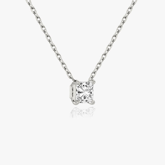 Radiant Elegance: 1.0 CT Princess Lab-Grown Diamond Solitaire Necklace