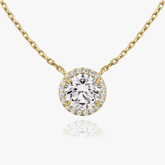 Halo- 0.22 CT Round Moissanite Necklace