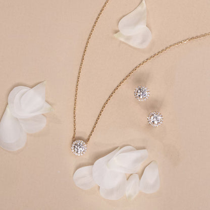 Halo- 0.22 CT Round Moissanite Necklace