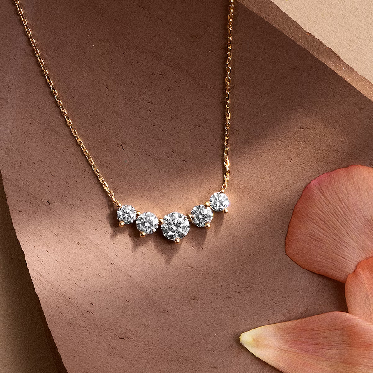 Five Stone-1.2 CT Round Moissanite Necklace