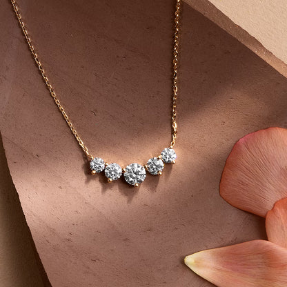 Five Stone-1.2 CT Round Moissanite Necklace