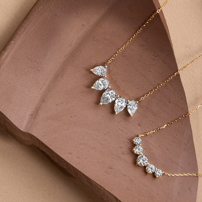 Five Stone- 3.5 CT Pear Moissanite Necklace
