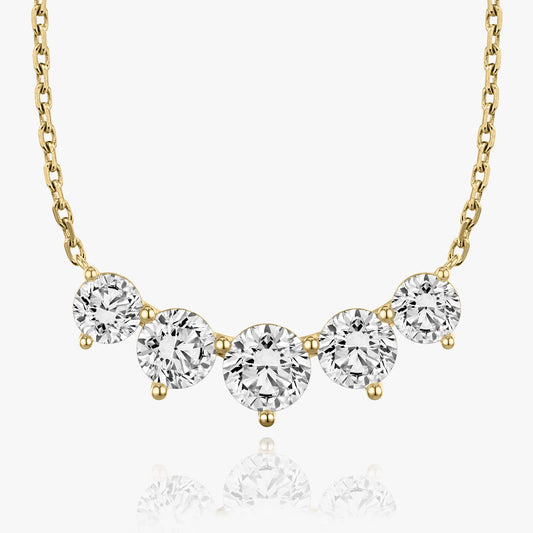 3.50 TCW Round Lab-Grown Diamond Five Stone Necklace